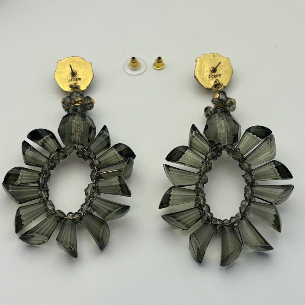 J. Crew Statement Earrings Pierced Green Lightweight Large - Picture 4 of 8
